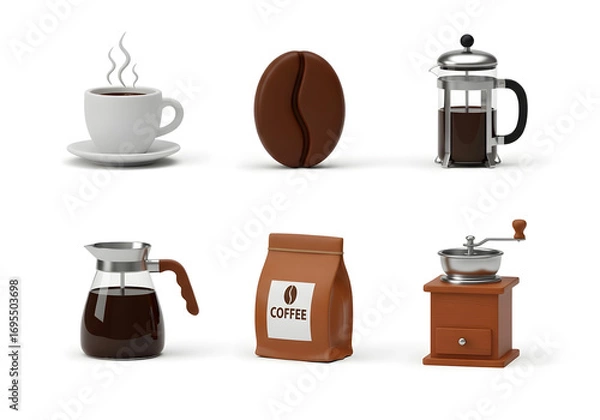 Fototapeta Coffee's 3d icon set.