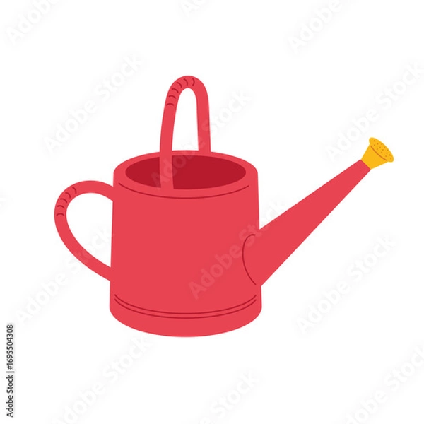 Fototapeta Bright red watering can designed for garden use in vibrant vegetable patches