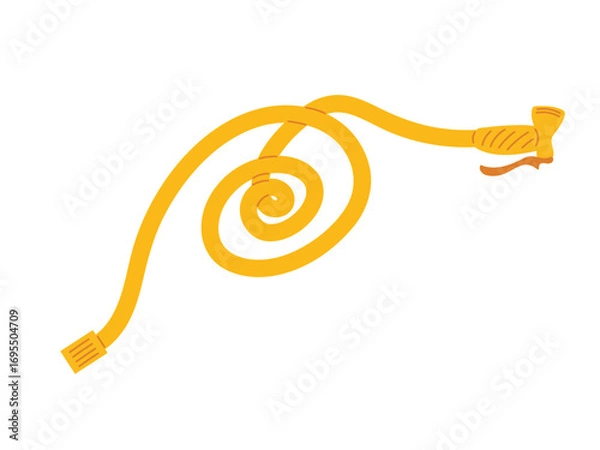 Fototapeta Watering plants with a yellow garden hose coiled on a white background