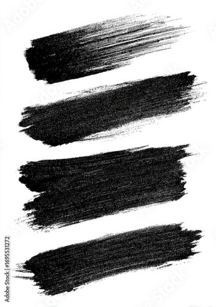 Fototapeta Four black paint brush strokes on white