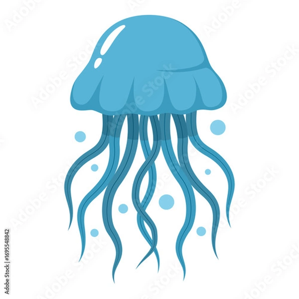 Obraz blue jellyfish vector illustration logo
