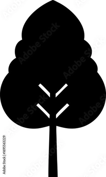 Obraz Simple flat illustration of a tree with a wood texture