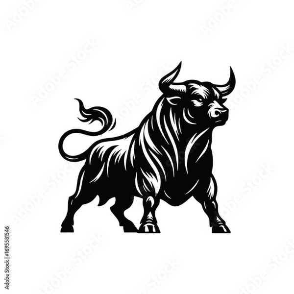 Fototapeta vector drawing of bull bison angry 