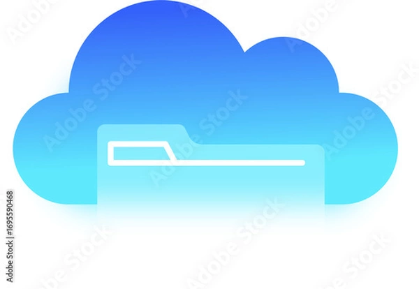 Fototapeta Cloud Storage Icon With Folder And Blue Cloud Symbol Glassmorphism Effect