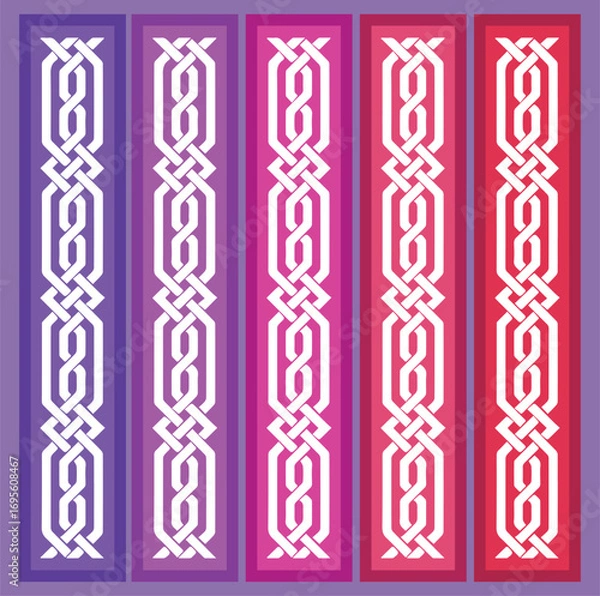 Fototapeta Set of decorative seamless ornamental border with corner, Floral border ornament damask seamless pattern, Indian Classical Art, seamless floral damask pattern border.