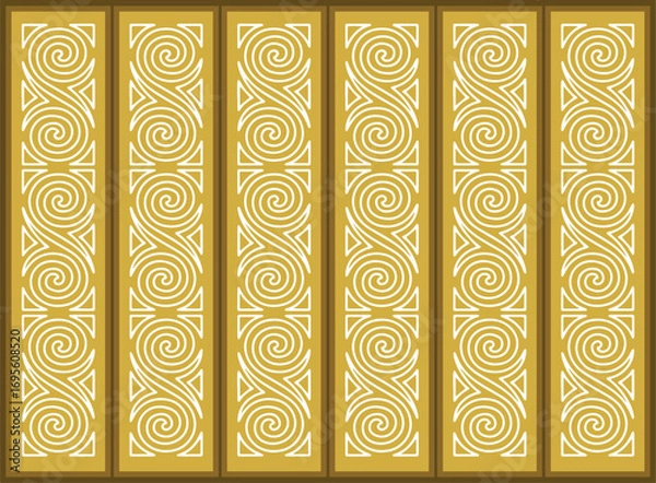 Fototapeta Set of decorative seamless ornamental border with corner, Floral border ornament damask seamless pattern, Indian Classical Art, seamless floral damask pattern border.