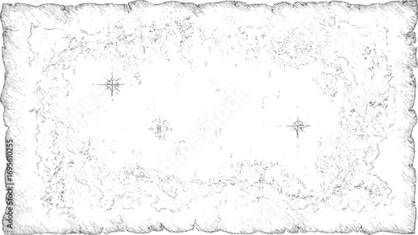 Fototapeta Grunge Ancient Pirate Map Exploration Guide Texture Monochrome Distress Overlay dust noise dots Grunge Texture vector design on transparent background.