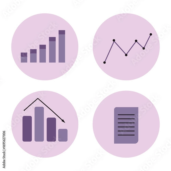 Fototapeta Bar and line chart infographic report analyst presentation, and paper note picture.