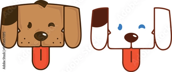 Fototapeta DOG FACE WITH TONGUE OUT HAPPY AND WINKING - BRAND OR ICON