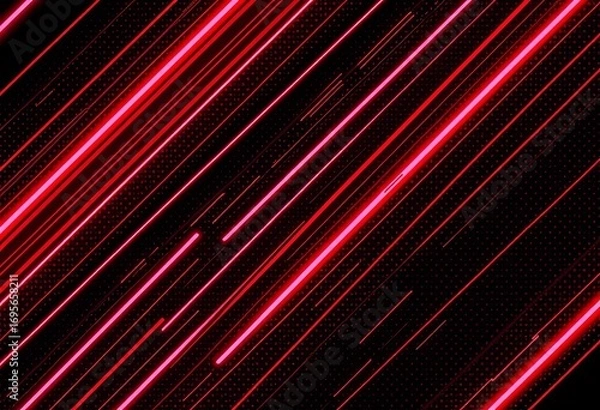 Obraz Abstract neon red and black diagonal lines geometric seamless pattern  Sporty, urban, halftone, vector, trendy, extreme,  red,  trendy