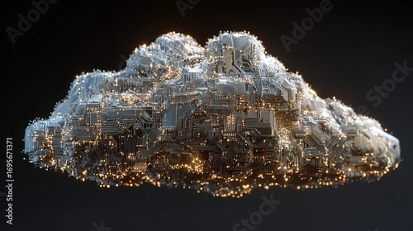 Fototapeta Digital Cloud Computing Concept Showcasing Network Architecture and Data Connectivity with Advanced Technology