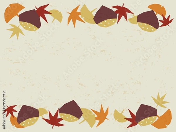 Fototapeta  紅葉と栗のフレーム