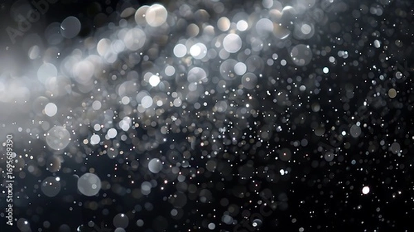 Fototapeta A beautiful background of silver glitter sparkles floating in space