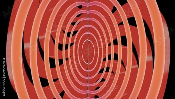 Fototapeta A mesmerizing tunnel of glowing red concentric rings creates a hypnotic, futuristic illusion, drawing the eye inward toward an infinite depth of symmetry and light.