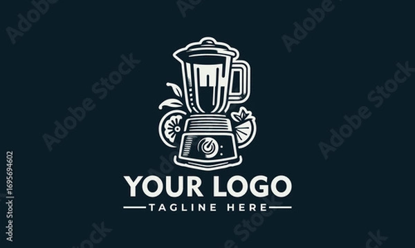Fototapeta A stylized logo featuring a blender with fruit elements, ready for healthy drinks.