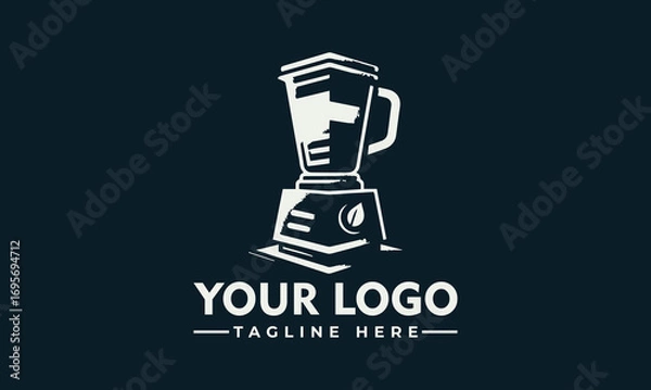 Fototapeta A stylized logo featuring a blender filled with liquid, and a tagline.