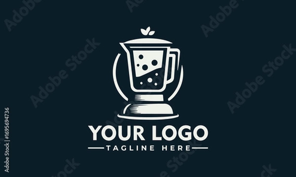 Fototapeta A stylized logo featuring a blender filled with liquid, and a tagline.