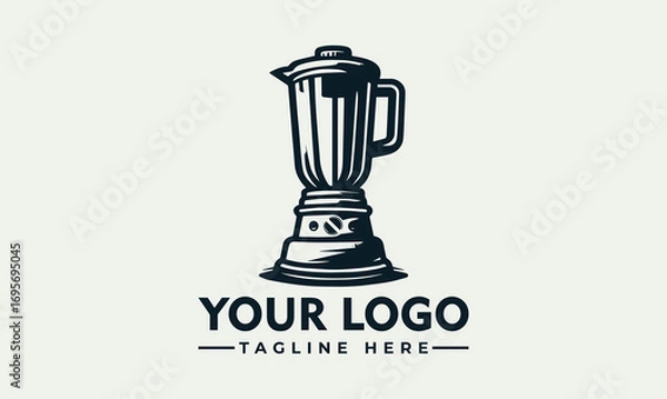 Fototapeta A detailed illustration of a vintage blender, presented as a logo design, with text.