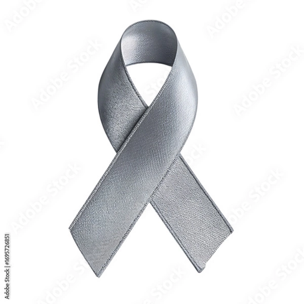 Obraz Silver ribbon symbol for awareness, support, and hope.
