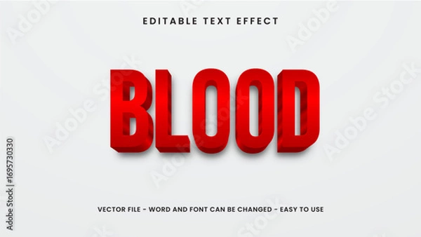 Fototapeta Red blood text effect  editable strong 3d text effect