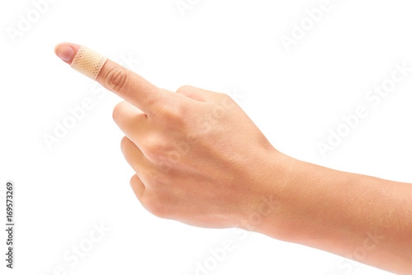 Obraz adhesive plaster in hand isolated on white background