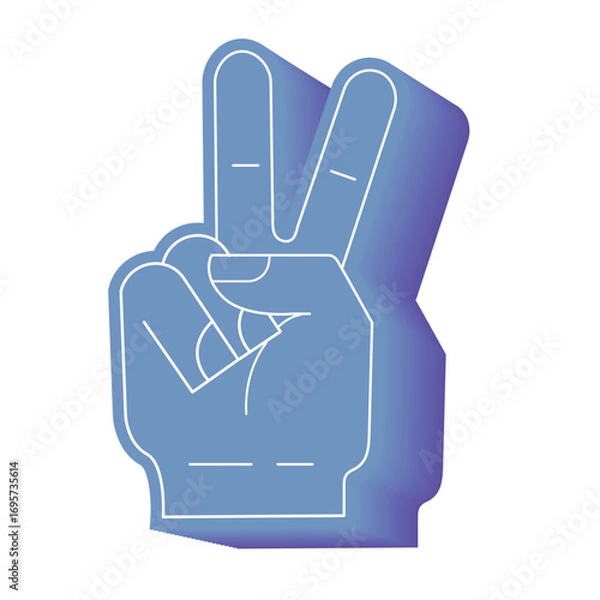 Obraz Peace hand sign illustration. Victory gesture, two fingers up, positive symbol of freedom, harmony, friendship and support in simple flat modern design.