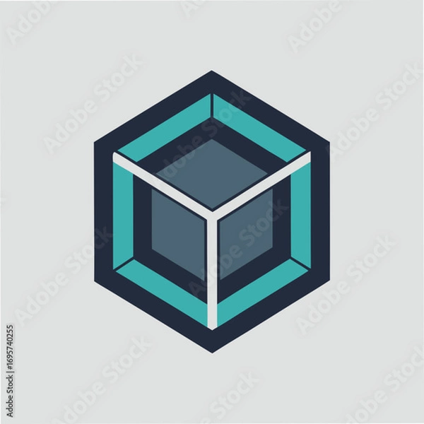 Fototapeta Minimal Hexagon Cube Logo Design