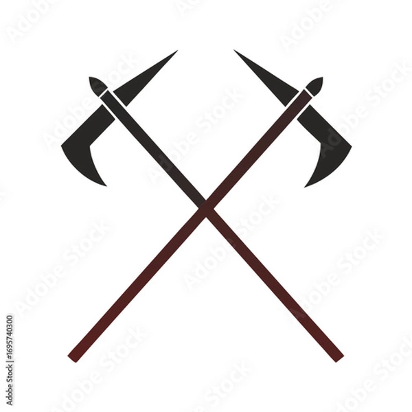 Fototapeta Minimal Hoe Rake Cross Logo Design