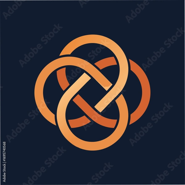 Fototapeta Minimal Knot Interconnection Logo Design