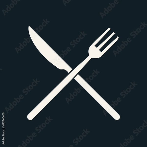 Fototapeta Minimal Knife Fork Crossed Logo Design