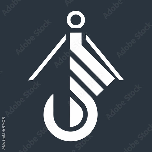 Fototapeta Minimal Load Crane Hook Outline Logo Design