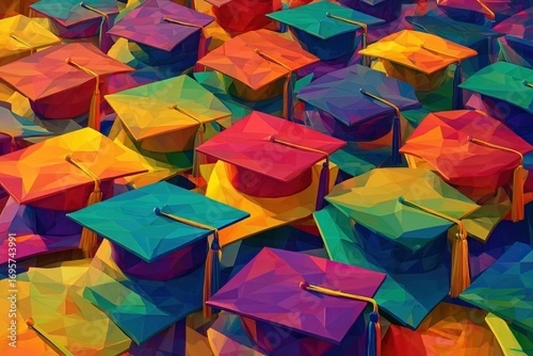 Fototapeta Colorful Graduation Caps Abstract Pattern
