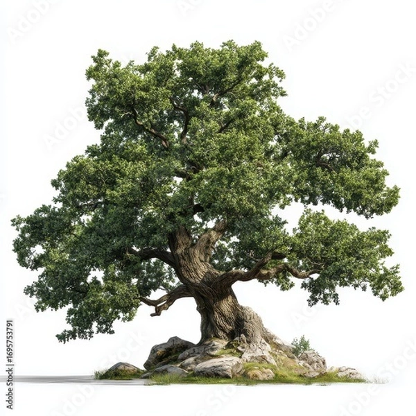 Fototapeta Majestic Oak Tree with Lush Foliage and Strong Branches