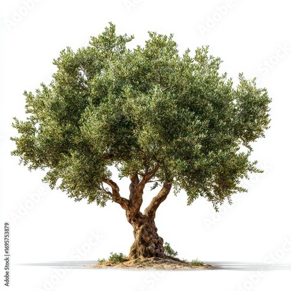 Fototapeta Olive Tree with Broad Green Foliage and Thick Gnarled Trunk