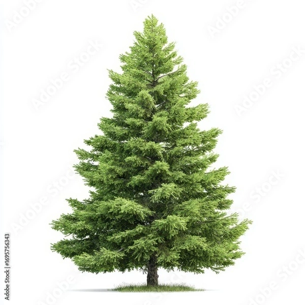 Obraz Lush Green Evergreen Tree Isolated on White Background