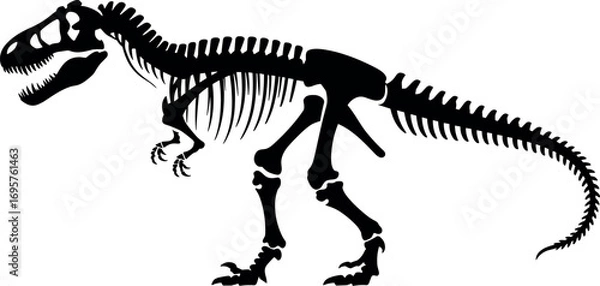 Fototapeta Tyrannosaurus rex dinosaur skeleton silhouette ancient creature prehistoric fossil paleontology icon