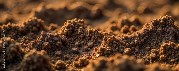 Fototapeta Exploring Soil Composition A Microscopic View of Diverse Textures, Rich Organic Matter, Clay, and Sand Interplay in Agriculture
