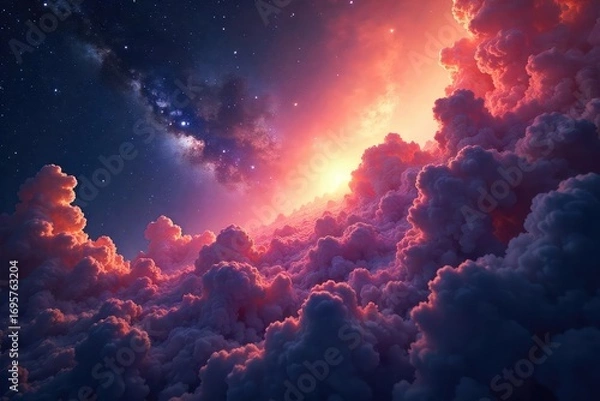 Fototapeta Mesmerizing Cosmic Clouds Distant Starlight Illuminates Breathtaking Celestial Landscape, Perfect for Astronomy, Space Exploration, and Fantasy Art