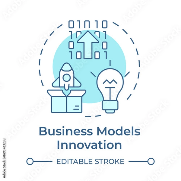 Fototapeta Business models innovation soft blue concept icon. Software development, coding. Round shape line illustration. Abstract idea. Graphic design. Easy to use in infographic, presentation