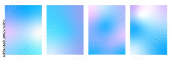 Fototapeta Set of pastel gradients backgrounds. Vertical winter sky soft textures. Christmas beauty abstract prints. Minimal multi colors gradation posters backdrops. Vector soft water collection illustration.