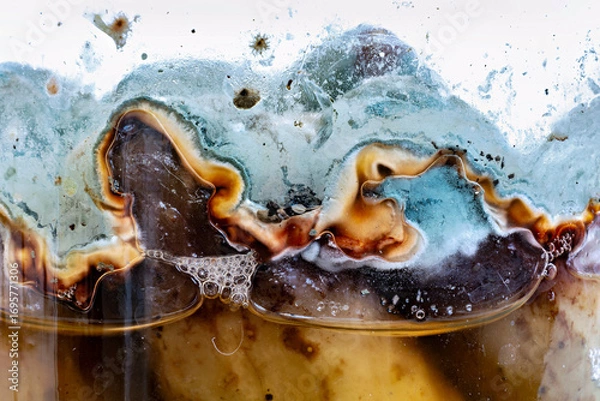 Fototapeta This image appears to show a close-up of a frozen drink with a layered appearance possibly a slushie or a frosty beverage