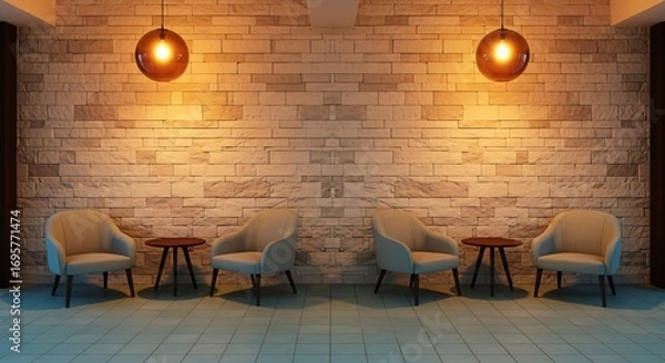 Fototapeta Stylish Waiting Area with Chairs and Soft Lighting