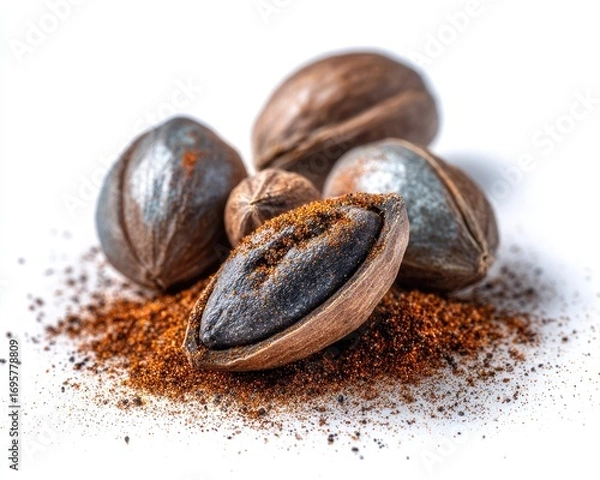 Fototapeta Close Up Of Pecan Nuts With Red Pepper Flakes