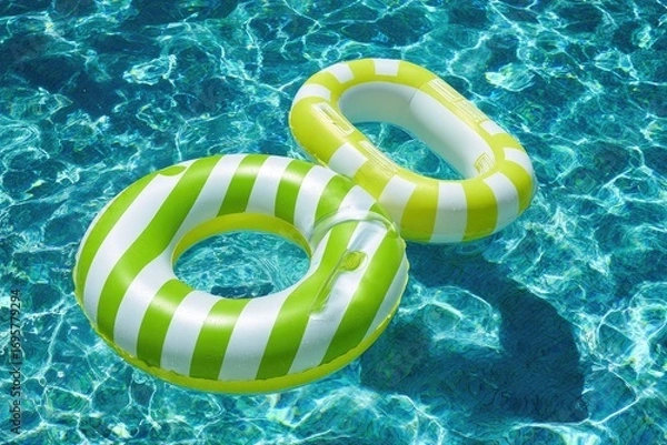 Obraz Inflatable pool rings on water