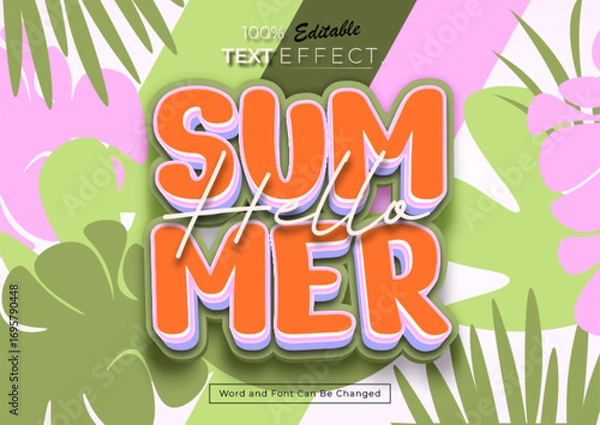 Fototapeta Summer Text Effect with Tropical Leaves