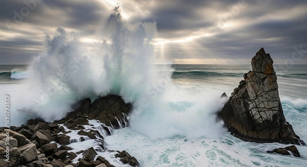 Obraz Waves Crashing Against Rocks