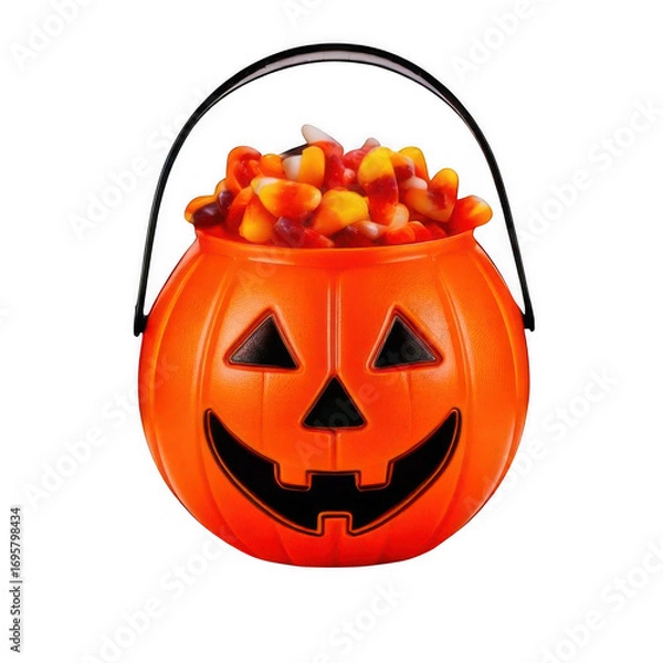 Fototapeta  Trick or treat candy bucket, isolated on white and transparent background