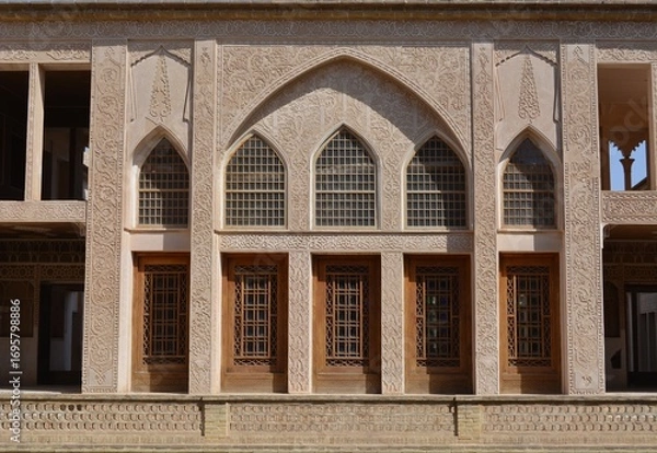 Obraz Traditional Persian architectural facade in Kashan, Iran.