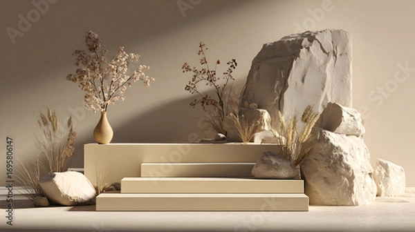 Obraz Modern Minimalist Podium with Natural Elements
