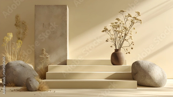 Obraz Abstract Product Display on a Stage with Stairs